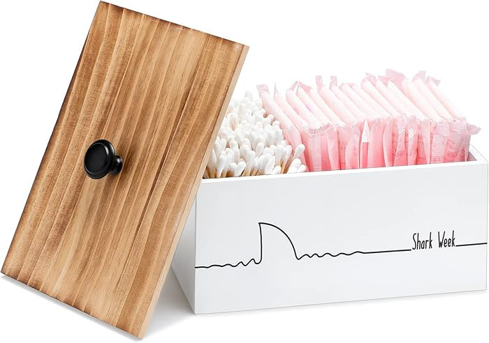 Hoolerry Wood Tampon Holder for Bathroom Farmhouse Pad and Tampon Organizer Feminine Product Orga... | Amazon (US)