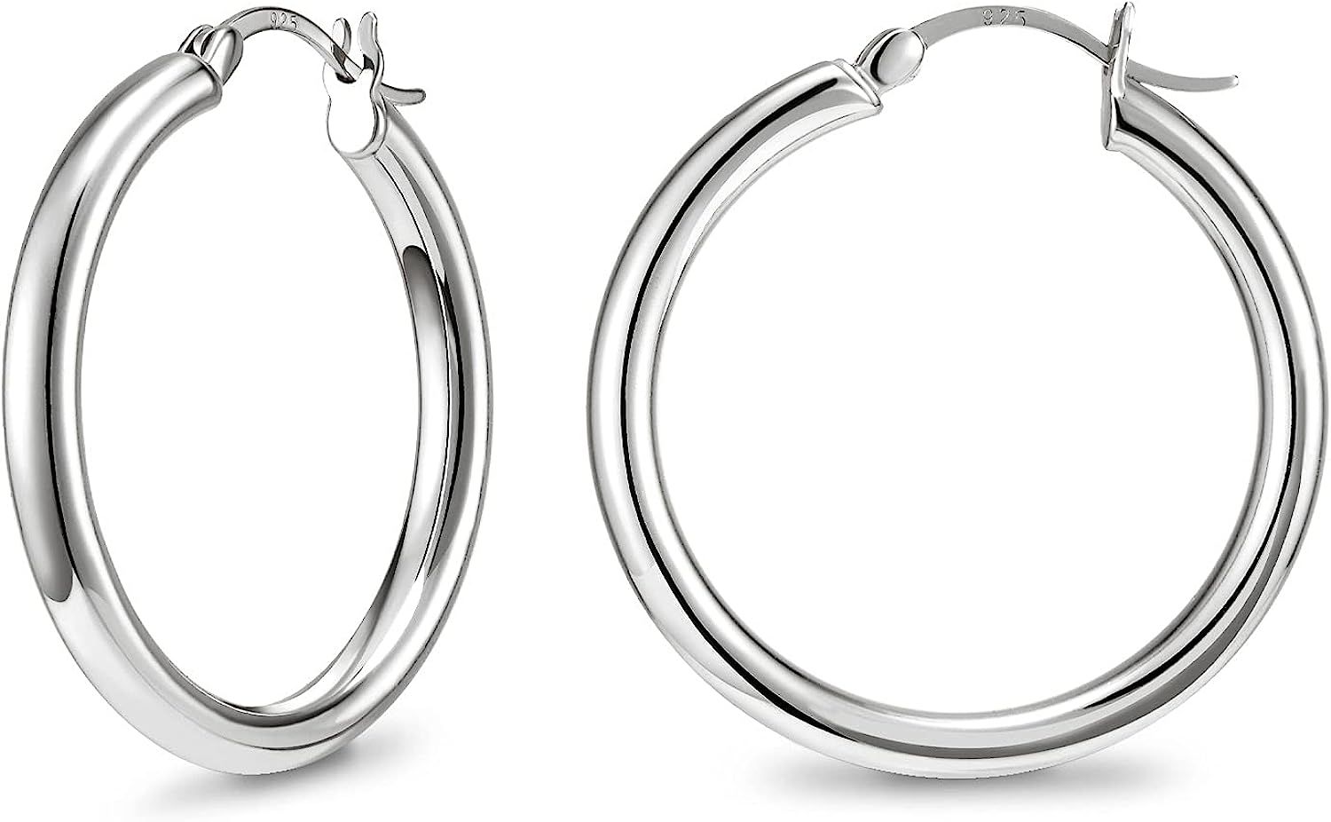 SWEETV 925 Sterling Silver Hoop Earrings-Chunky Huggie Earrings for Women, Diameter 25/30/40/50MM | Amazon (US)