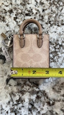 Coach Mini Tote Bag Charm Signature Canvas Beige Women's Fashion Accessories | eBay US