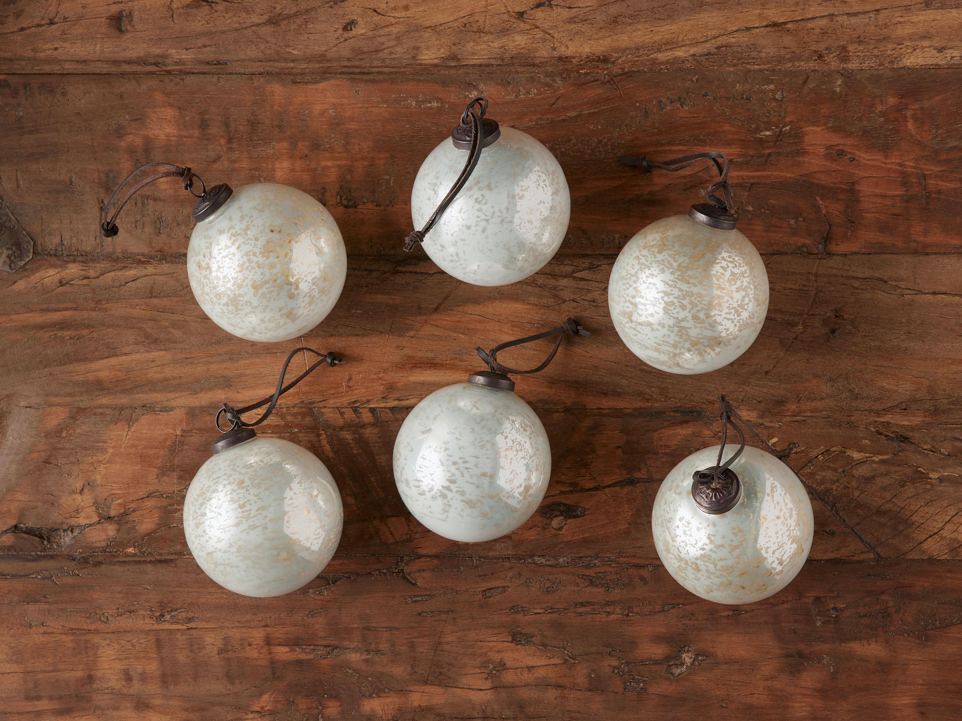 White Shiny Ornaments (Set of 6) | Arhaus