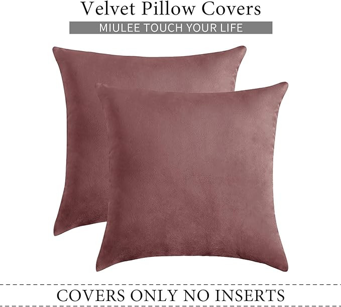 MIULEE Pack of 2 Decorative Velvet Pillow Covers Soft Square Throw Pillow Covers Solid Cushion Co... | Amazon (US)