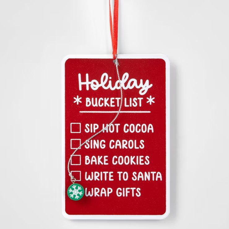 Metal 'Holiday Bucket List' Mini Countdown Sign Christmas Tree Ornament Red - Wondershop&... | Target