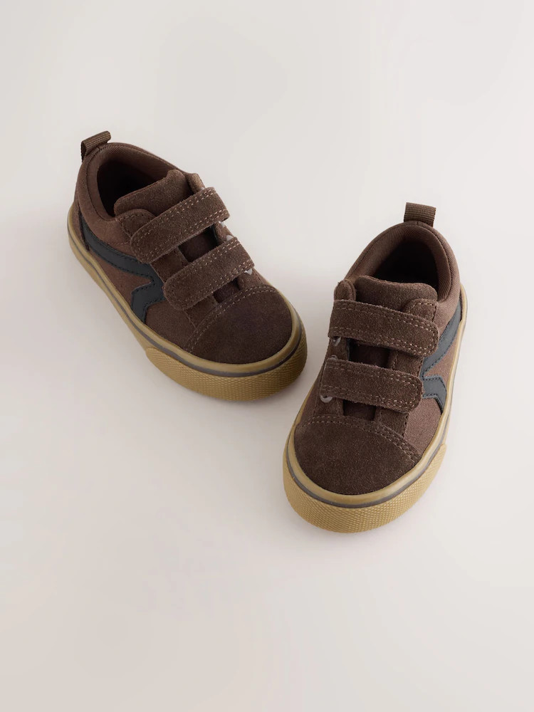 Chocolate Brown Wide Fit (G) Touch Fastening Trainers | Next US