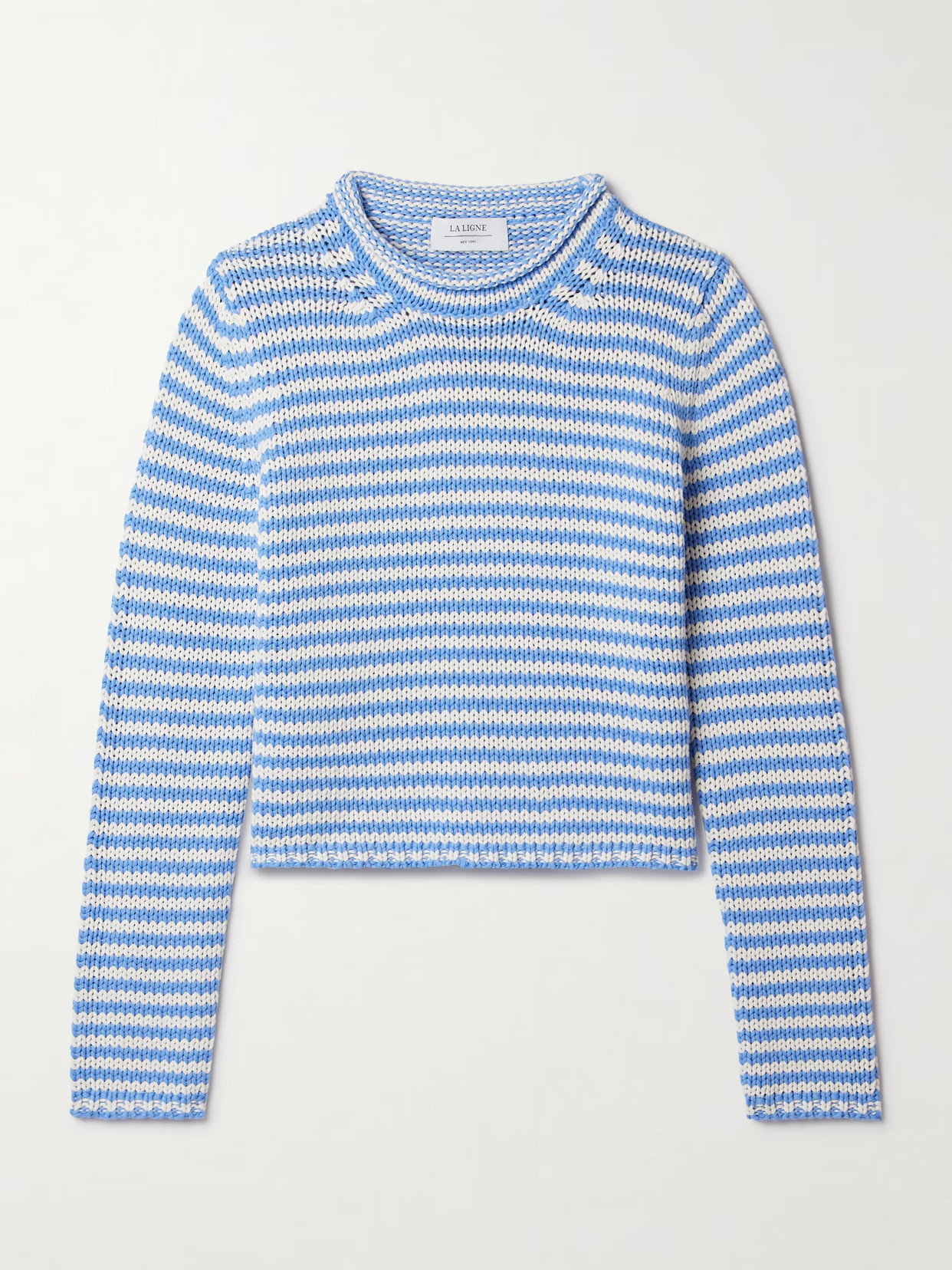 La Ligne - Mini Marina Cropped Striped Cotton Sweater - Blue | NET-A-PORTER (US)