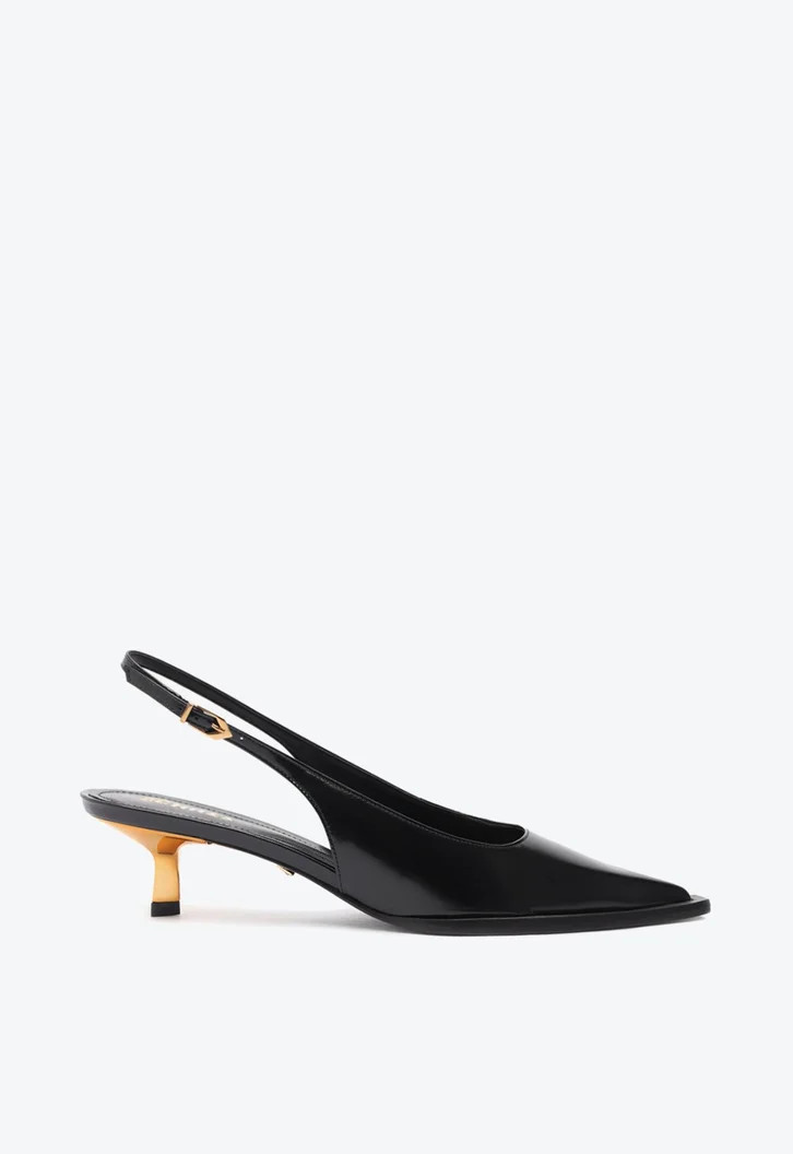 Scarpin Preto Schutz Slingback Couro Salto Baixo | ZZ Mall (BR)