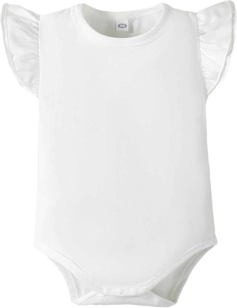 LYSMuch Baby Girls Ruffle Sleeves Bodysuit Infant Solid Color Top Jumpsuit | Amazon (US)