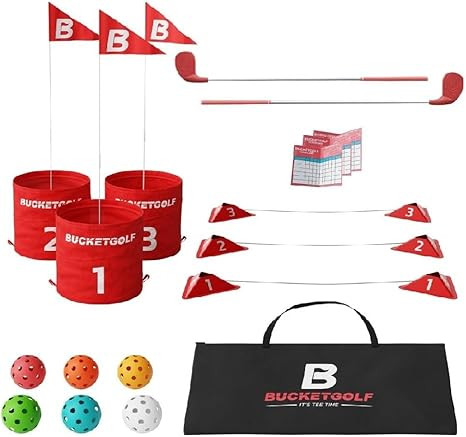 bucketgolf Original Game 3 Hole Travel Set with Clubs - #1 New Backyard Golf Game for The Yard an... | Amazon (US)