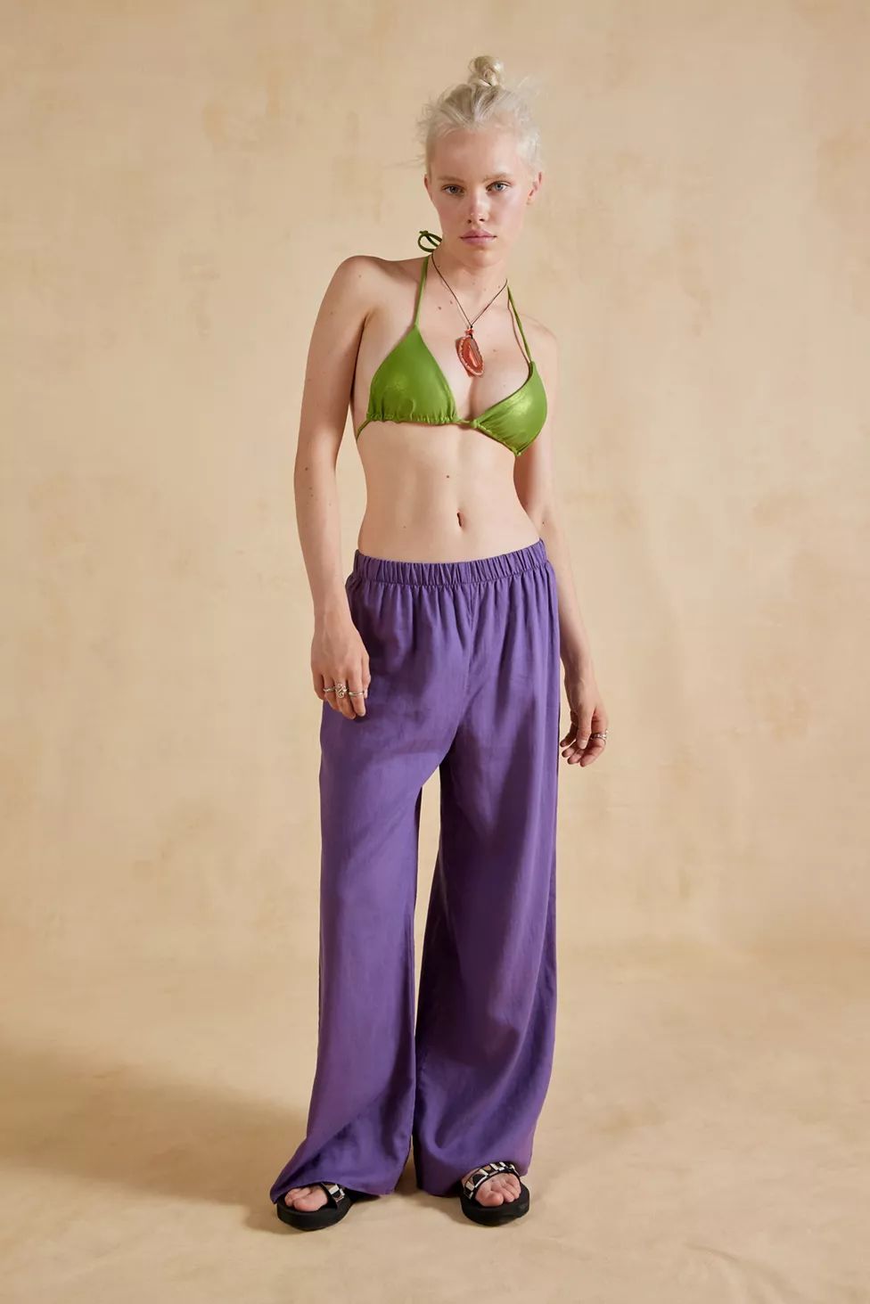 Urban Renewal Made In LA Eco Linen Wide Leg Pull-On Beach Pant | Urban Outfitters (US and RoW)