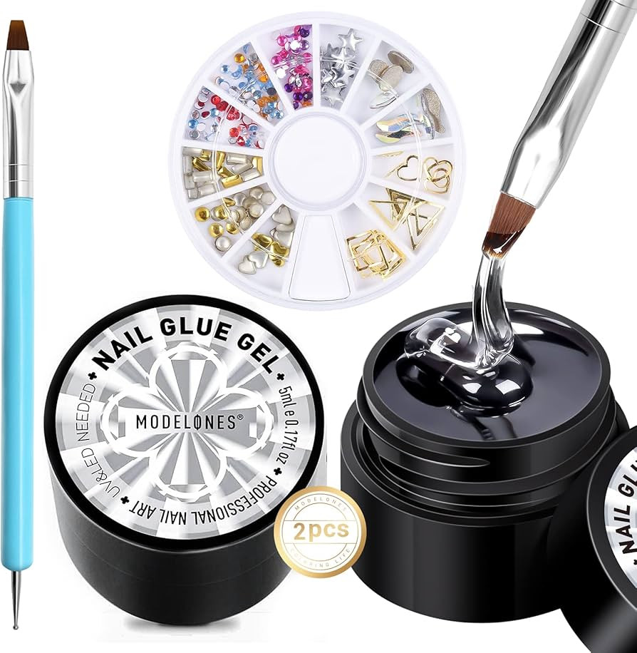 Modelones Rhinestone Glue for Nail, No Wipe Nail Gem Glue, Super Strong Adhesive Glue Gel with Na... | Amazon (US)