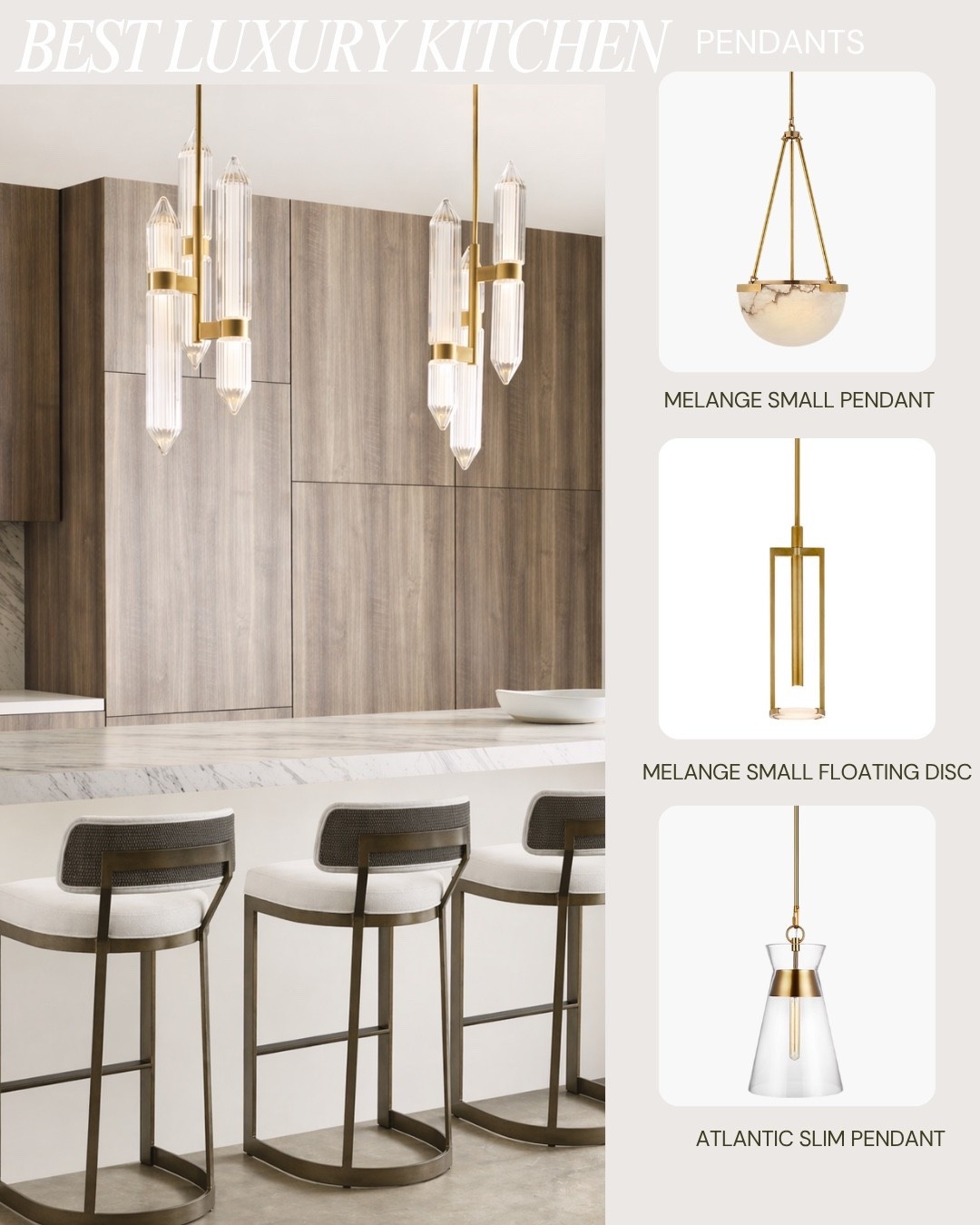 Best Luxury Kitchen Pendants 

If you’re looking to elevate your kitchen to that designer, custom-home level these pendants are it!
Sculptural, refined, and seriously eye-catching, these are the kind of pieces that make a space feel expensive the second you walk in 😌❤️

Not your average lighting and definitely not for everyone.

I paired them with these sleek, tailored bar stools to complete the look, clean lines, rich finishes, and that quiet luxury feel that never goes out of style.

If you’ve been wanting your kitchen to feel more high-end, this is your sign to upgrade before these sell out 👀

Tap to shop ✨#LTKSale #LTKStyle #LuxuryKitchen #KitchenLighting #PendantLighting #DesignerHome #InteriorDesign #HighEndDesign #KitchenInspo #ModernKitchen #LuxuryLiving #BarStools #HomeDecorFinds #NeutralHome #QuietLuxury #ElevatedLiving #ShopLTK

# 

#LTKHome #LTKMothersDay #LTKSaleAlert #LTKHome #LTKselfcare

ltksalealert ltkhome interiordesign ltkstyle kitcheninspo neutralhome ltkmothersday luxuryliving barstools kitchenlighting designerhome shopltk modernkitchen luxurykitchen pendantlighting homedecorfinds elevatedliving quietluxury ltkxwayday highenddesign ltkselfcare

#LTKHome #LTKSaleAlert #LTKselfcare