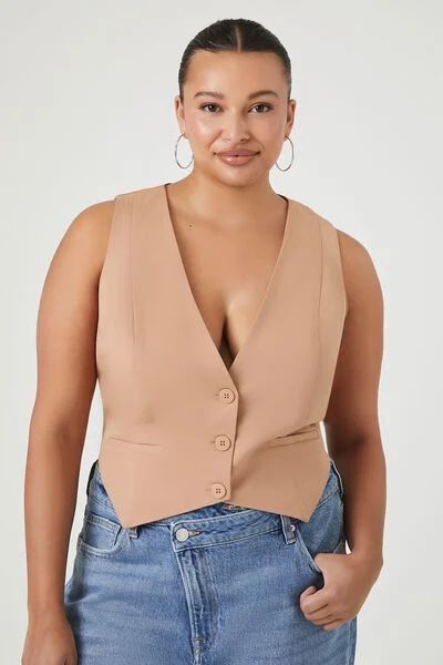 Plus Size Button-Up Vest | Forever 21 (US)