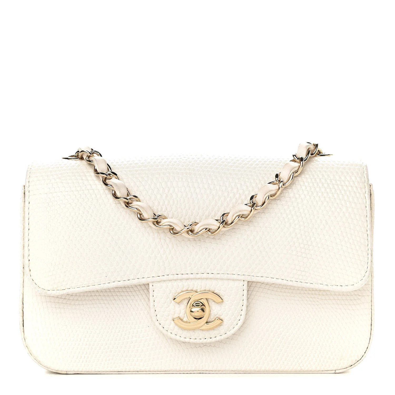 CHANEL Lizard Mini Rectangular Flap White | FASHIONPHILE | Fashionphile
