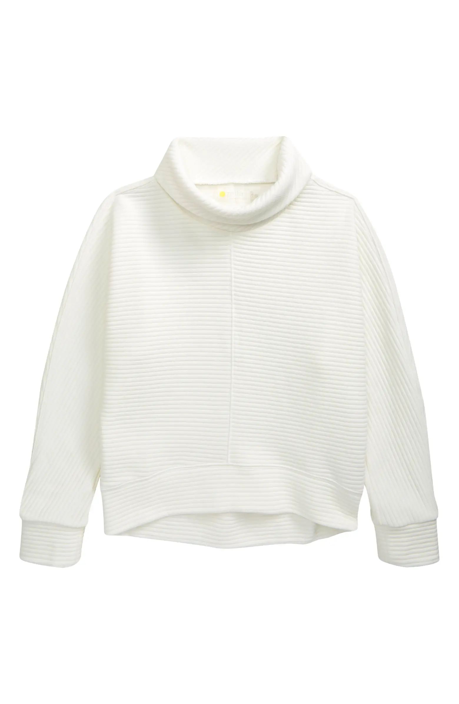 Zella Girl Kids' Carey Ribbed Funnel Neck Pullover | Nordstrom | Nordstrom