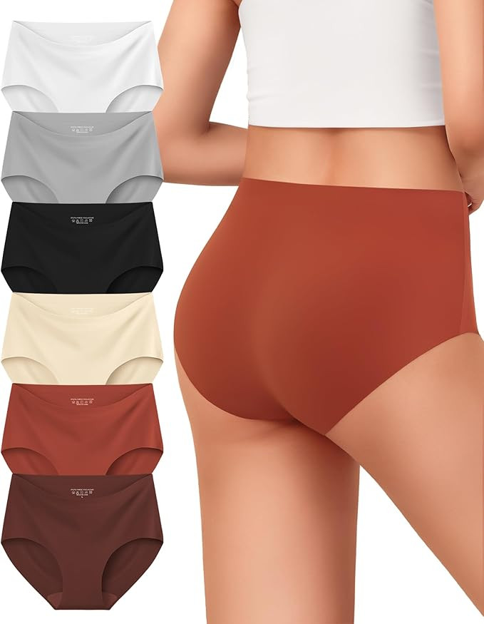 Kalapa Womens Underwear Seamless Full Coverage Breathable Briefs No Show Silky Stretch High Waist... | Amazon (US)