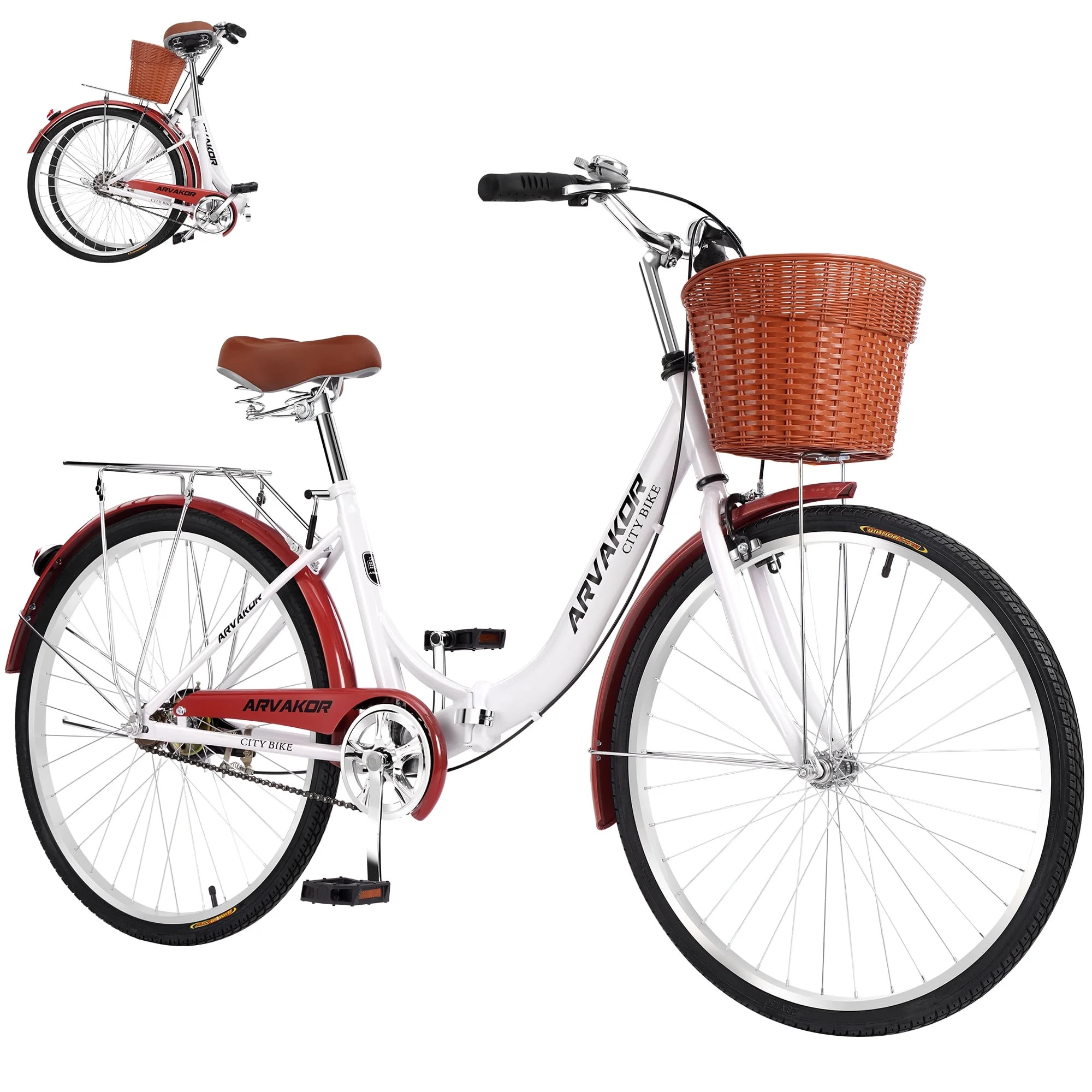 ARVAKOR 26 Inch Women's Bike with Foldable Frame and Basket, Classic Bicycle Retro Bicycle, Cruis... | Walmart (US)