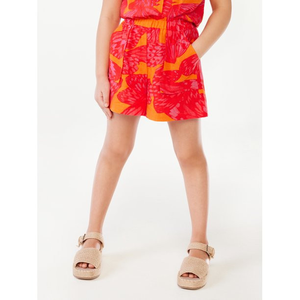 Scoop Girls Elastic Waist Linen Blend Shorts with Pockets, Sizes 4-16 | Walmart (US)