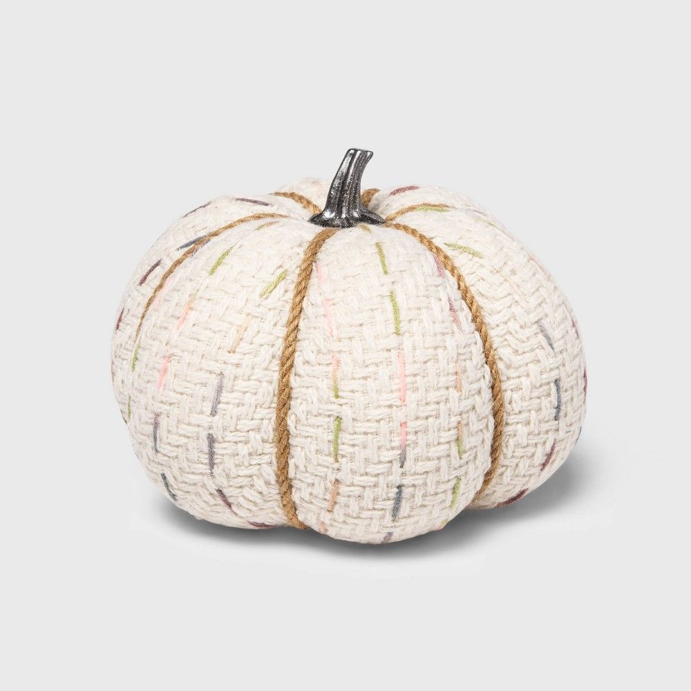 Halloween Medium Tweed with Stitch Fabric Harvest Pumpkin (with White Contrast Jute Base) - Spritz | Target