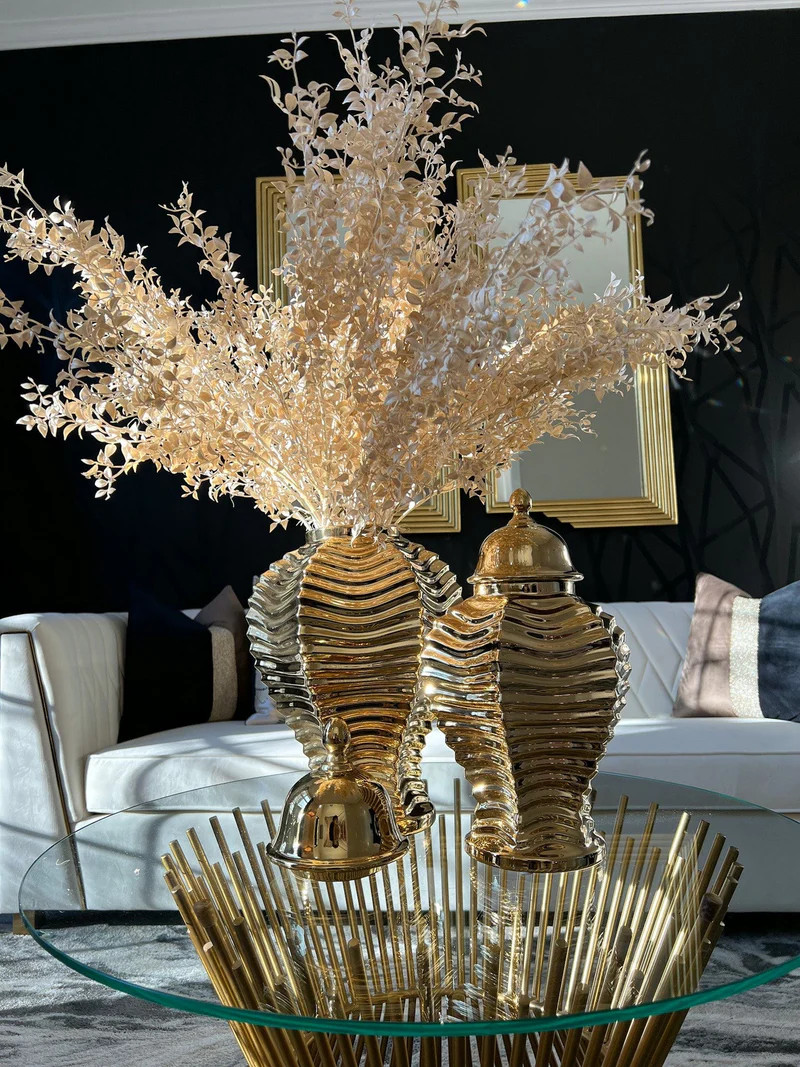 Gold Ripple Ginger Jar (3 Sizes) | Inspire Me! Home Decor