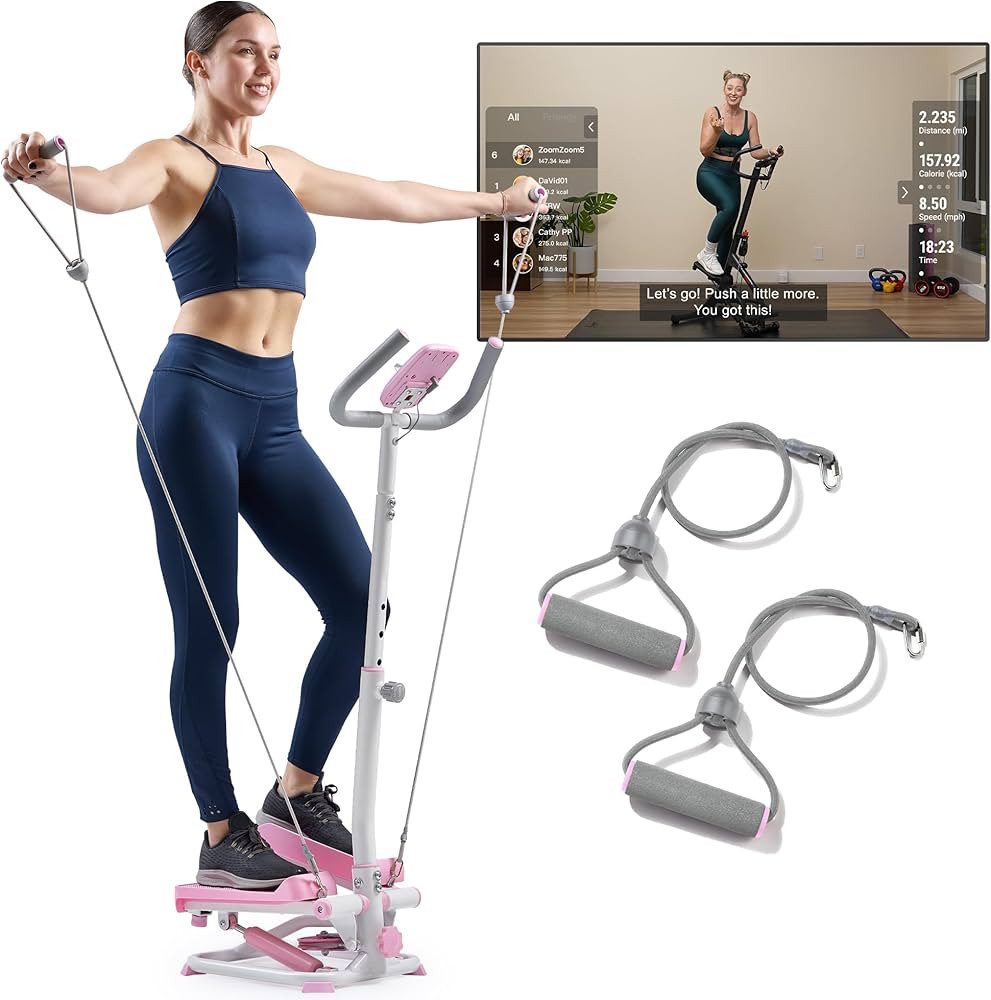Sunny Health & Fitness Total Body 2-in-1 Smart Stepper Machine for Home with Handlebar and Resist... | Amazon (US)
