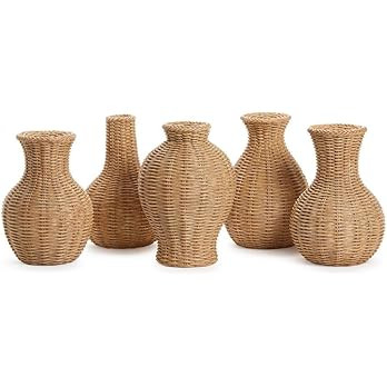 Two's Company Natural Beauties Set of 5 Basket Weave Pattern Vases - Resin | Amazon (US)