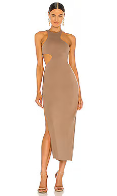 Michael Costello x REVOLVE Rylan Midi Dress in Taupe from Revolve.com | Revolve Clothing (Global)