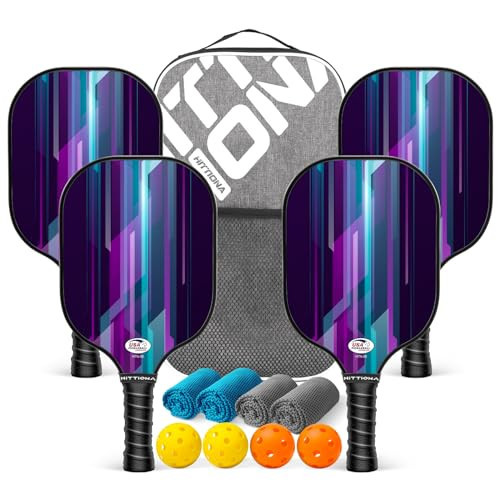 HITTIONA Pickleball Paddles - Fiberglass Pickleball Paddles Set of 4, USAPA Approved Pickle Ball Rackets 2 Pack with 4 Pickleball Balls, 1 Pickleball Bag, Paddles Ball Set for Beginners | Amazon (US)
