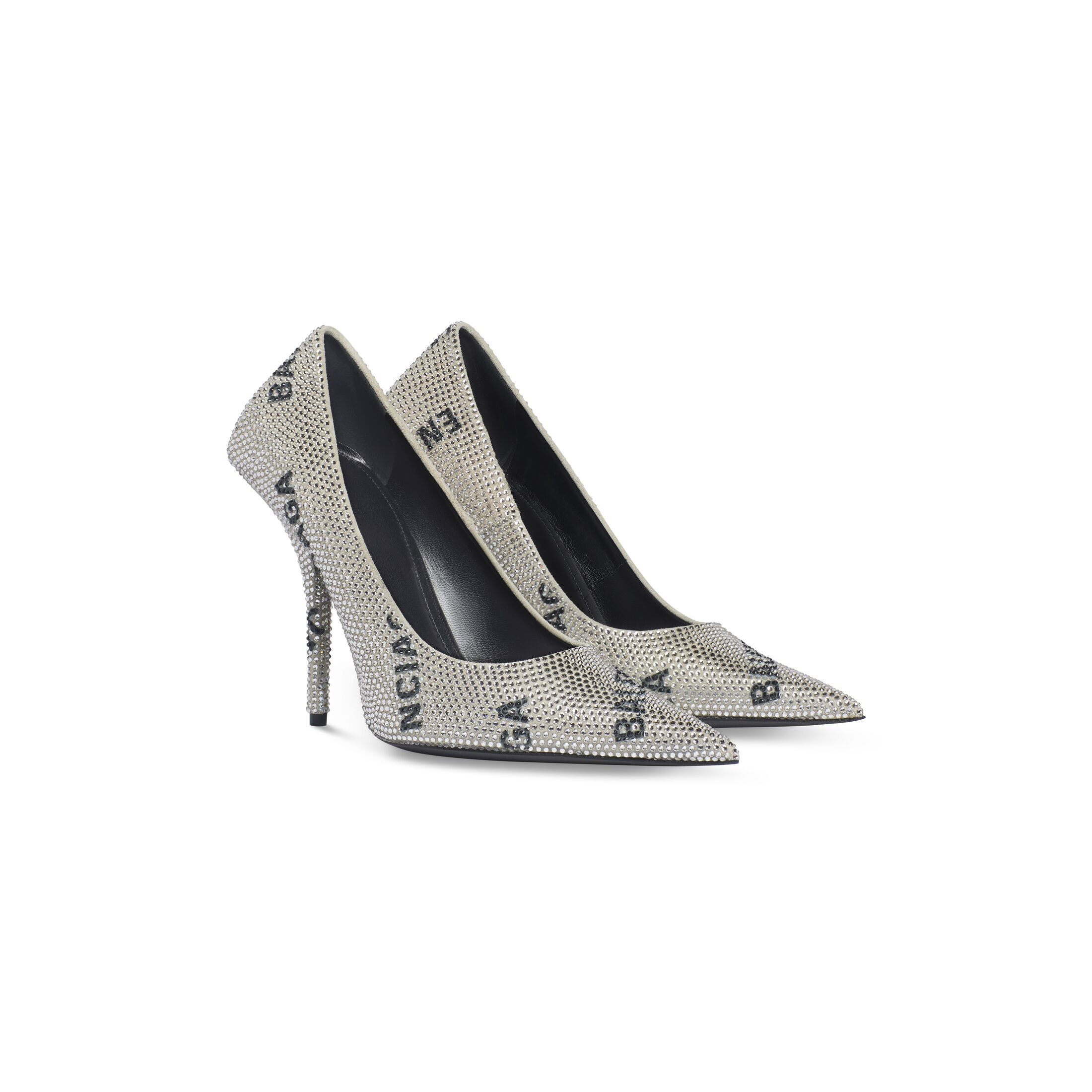 square knife 110mm pump with allover logo rhinestones | Balenciaga