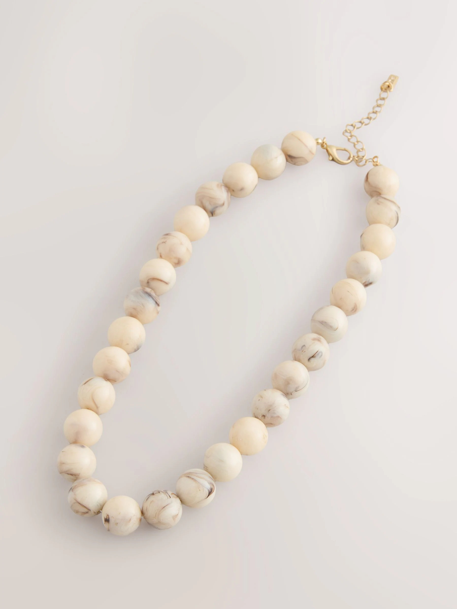 Next Cream Marble Beaded Chunky Necklace | Next EU