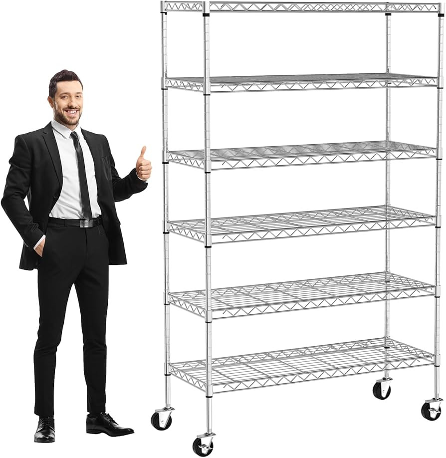 6-Tier Storage Shelves 48" x 18" x 82" Heavy Duty Metal Shelving Unit 2100Lb Capacity Adjustable ... | Amazon (US)