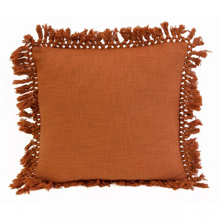 20"x20" Oversize Simone Cotton Fringe Trim Square Throw Pillow - Décor Therapy | Target