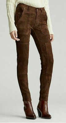 Polo Ralph Lauren Suede Cargo Women Pant RL Skinny Lamb Suede Brown Pant Sz 2  | eBay | eBay US