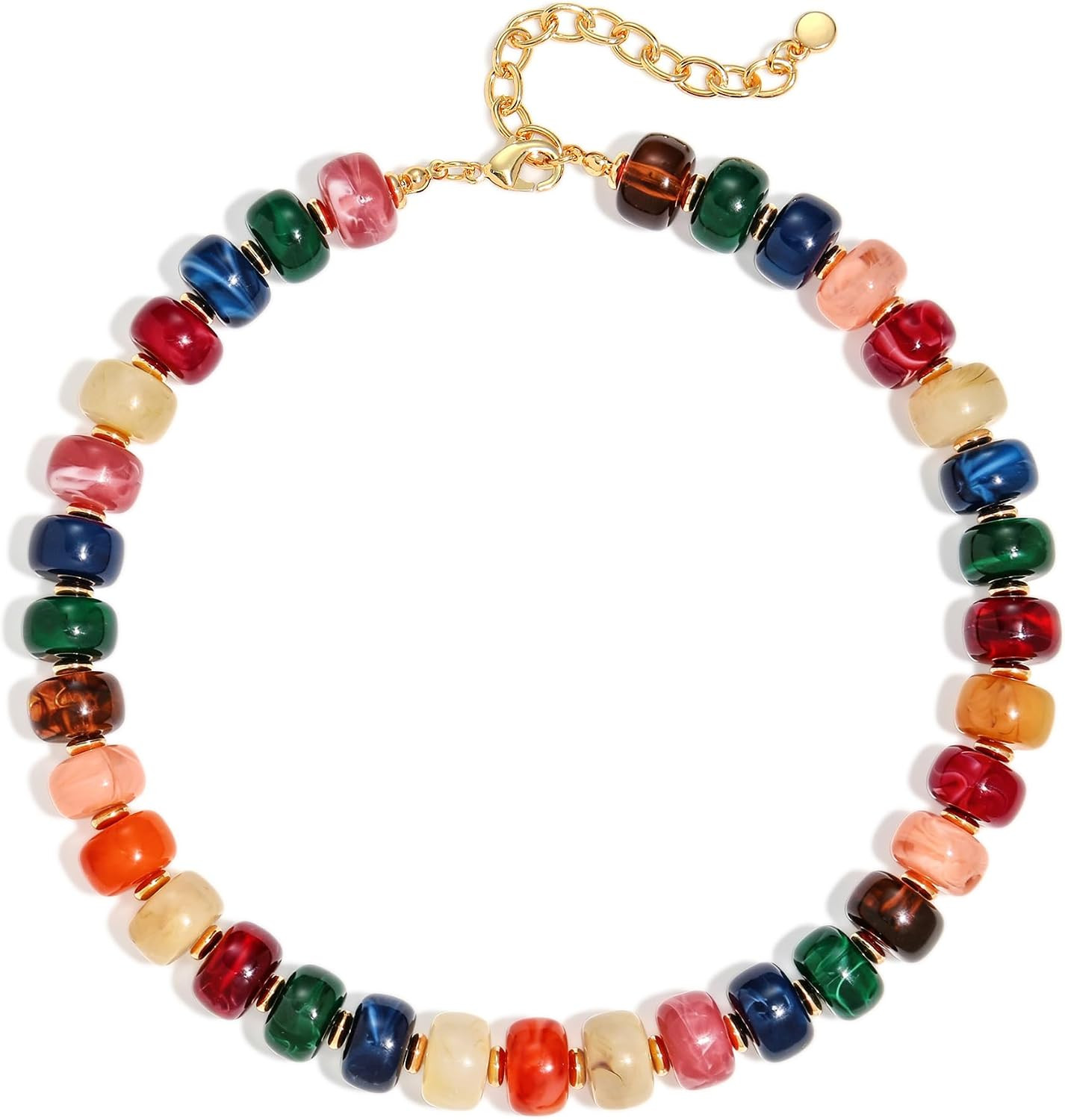 WOWORAMA Colorful Chunky Necklaces for Women Trendy Multicolor Large Square Resin Beads Necklace Boho Chunky Statement Choker Necklaces Y2K Summer Jewelry | Amazon (US)