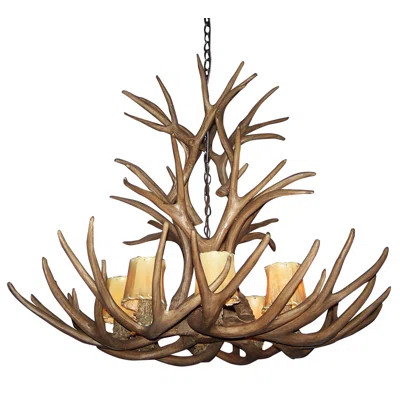 Antler Mule Deer 8-Light Unique / Statement Wagon Wheel Chandelier | Wayfair Professional