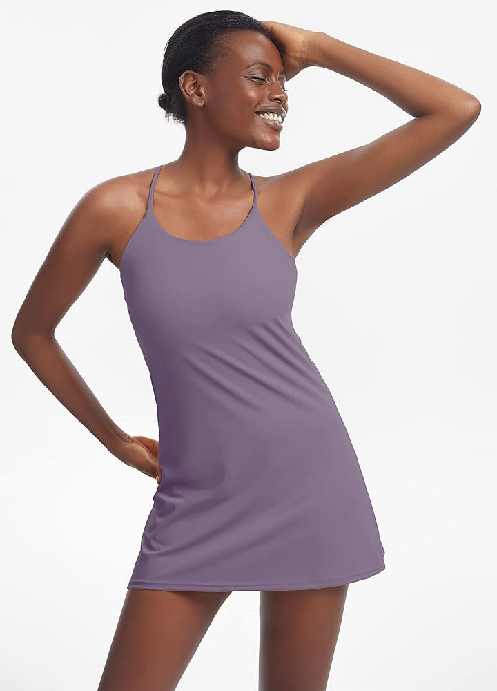 Women's Workout Dress, Sleeveless Built-in with Bra & Shorts Pocket Athletic Dress for Golf Sportwea | Amazon (US)