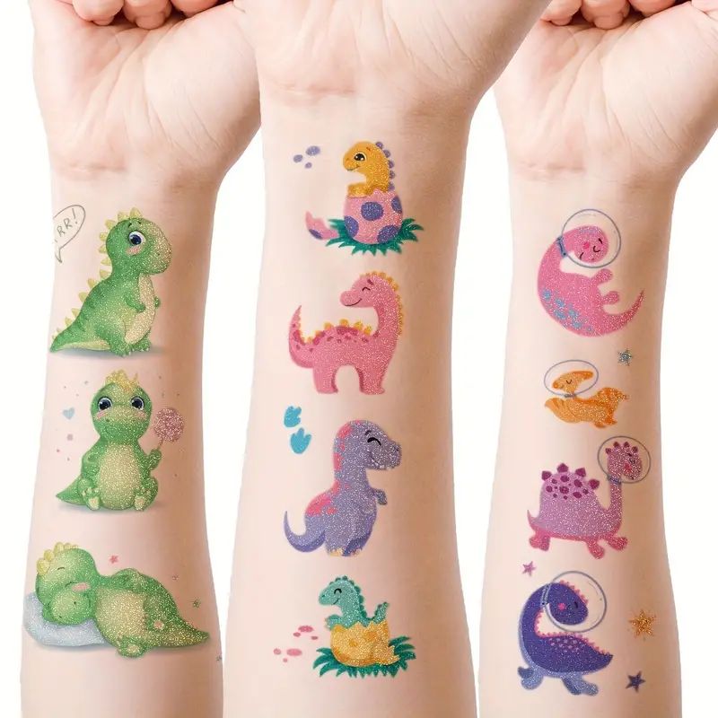 Glitter Dinosaur Temporary Tattoos Waterproof Glitter Tattoo - Temu | Temu Affiliate Program