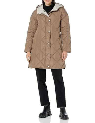 Hooded Long Diamond Quilt, Mushroom, L | Amazon (US)