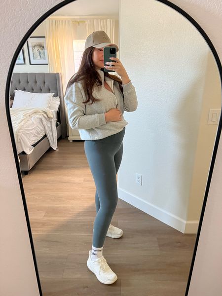 Went up one size in pullover (recommend for oversized fit)
True size large in bra
True size medium in leggings
Currently 22 weeks pregnant
Sneakers are hoka Clifton 8 but completely sold out in white. Linked the Clifton 9 - just a newer version. Selling out! 

#LTKfit #LTKbump #LTKunder100