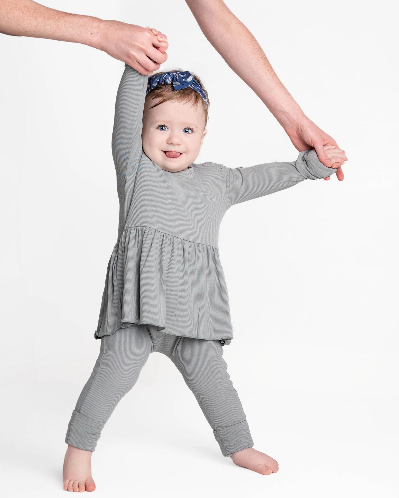 Reversible Opening Twirl Romper in Eucalyptus Grey | Ready Set Romper ®