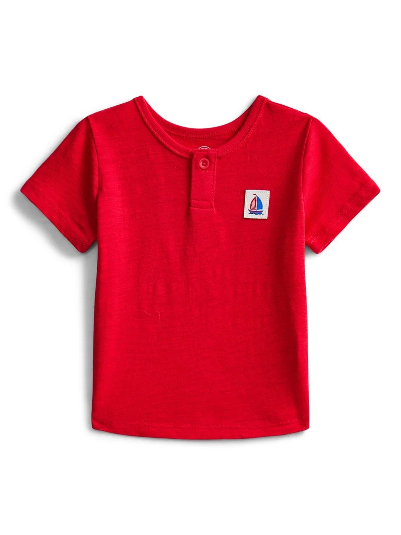 Wonder Nation Baby Boys Henley Tee with Short Sleeves, Sizes 0M-24M | Walmart (US)
