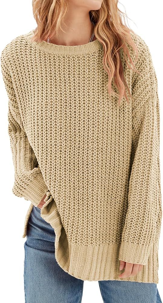 Danedvi Womens Oversized Sweaters Fall Crew Neck Long Sleeve Slouchy Ribbed Knit Casual Loose Pul... | Amazon (US)