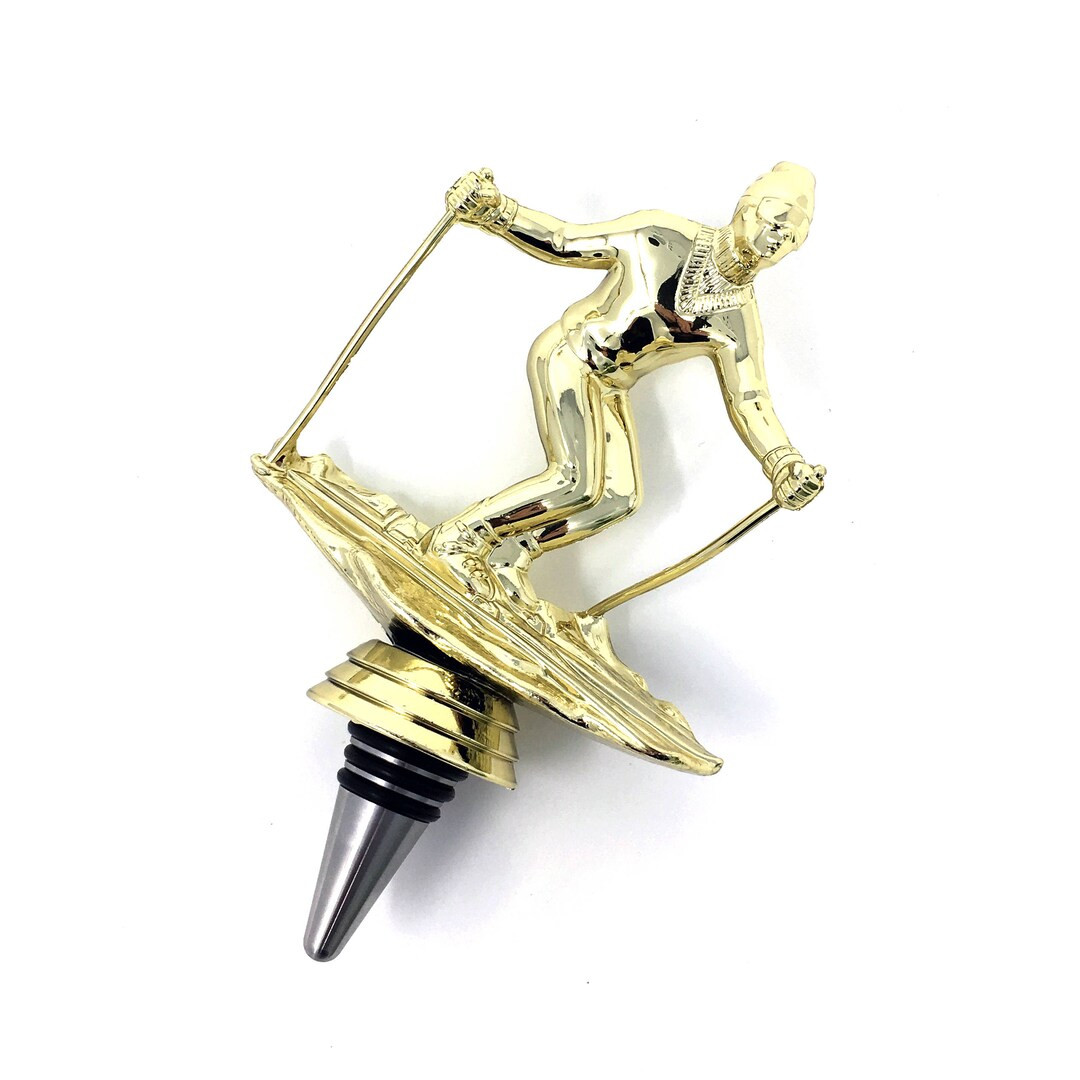 Skiing Trophy Wine Bottle Stopper  Stainless Steel Base - Etsy | Etsy (US)