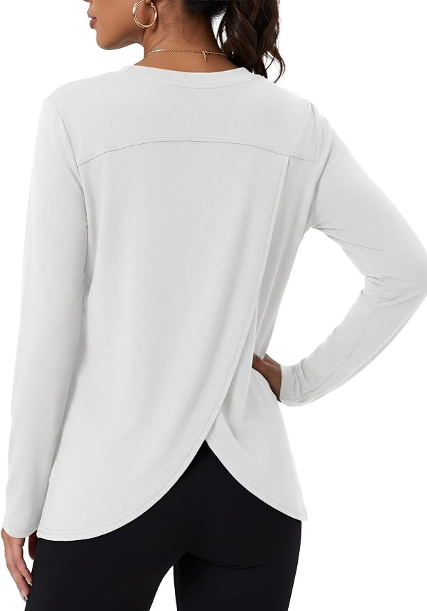 GRECERELLE Women's Long Sleeve Cotton Blend Athletic Shirt Workout Tops | Amazon (US)