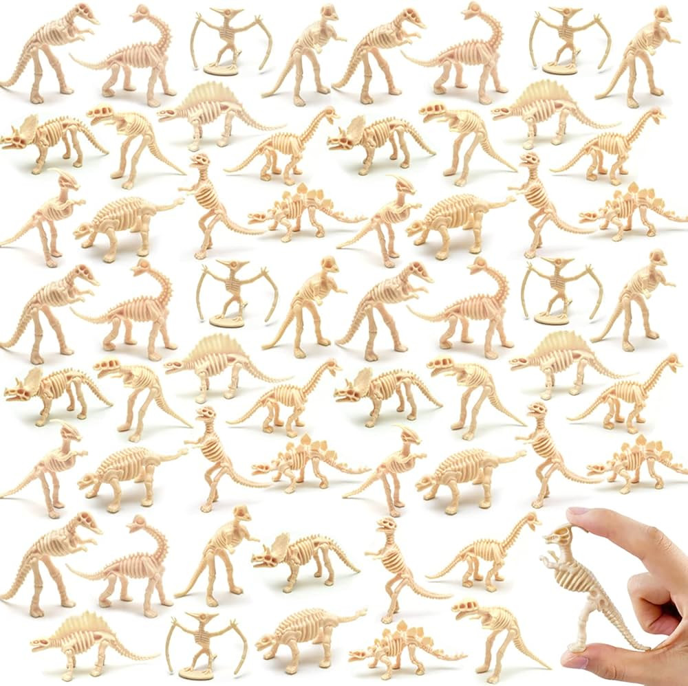 Qiuttnqn 60 Pack Dinosaur Fossil Skeletons,Plastic Figures Dino Bones,Dinosaur Skeleton Toys for ... | Amazon (US)