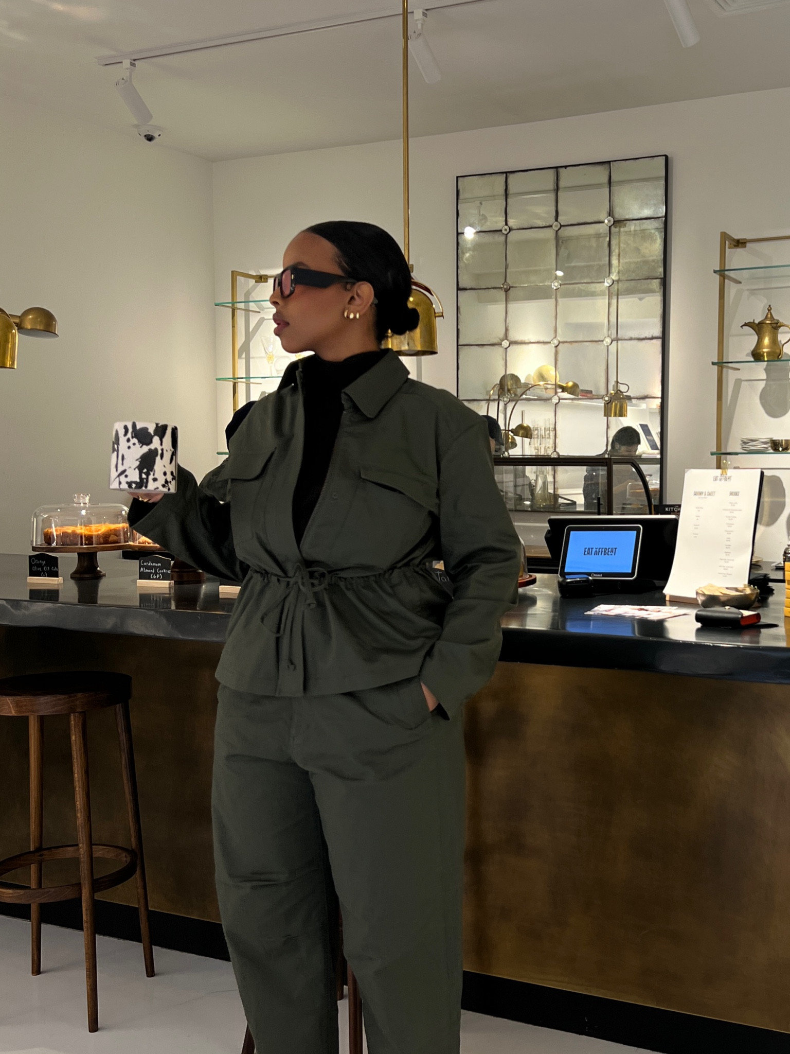 The perfect olive cotton set. Uniqlo has such great pieces. This drawstring jacket was great for accentuating my curves. I love how these wide leg pants sit over my boots. Turtle necks just add an extra layer of chic.   #LTKSpringSale

#LTKbeauty #LTKSeasonal