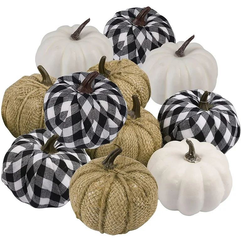 12 pcs Artificial Pumpkins Decor Assorted Color Fake Pumpkins for Table Thanksgiving Halloween Fa... | Walmart (US)