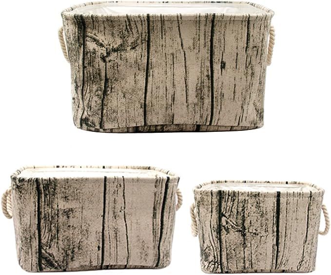 Jacone Stylish Tree Stump Design Rectangular Storage Baskets Durable Fabric Washable Storage Bins... | Amazon (US)