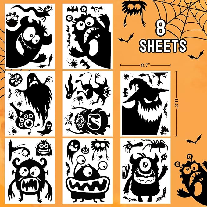 Halloween Window Clings Decorations Halloween Window Silhouette Decorations Cute Monster Silhouet... | Amazon (US)