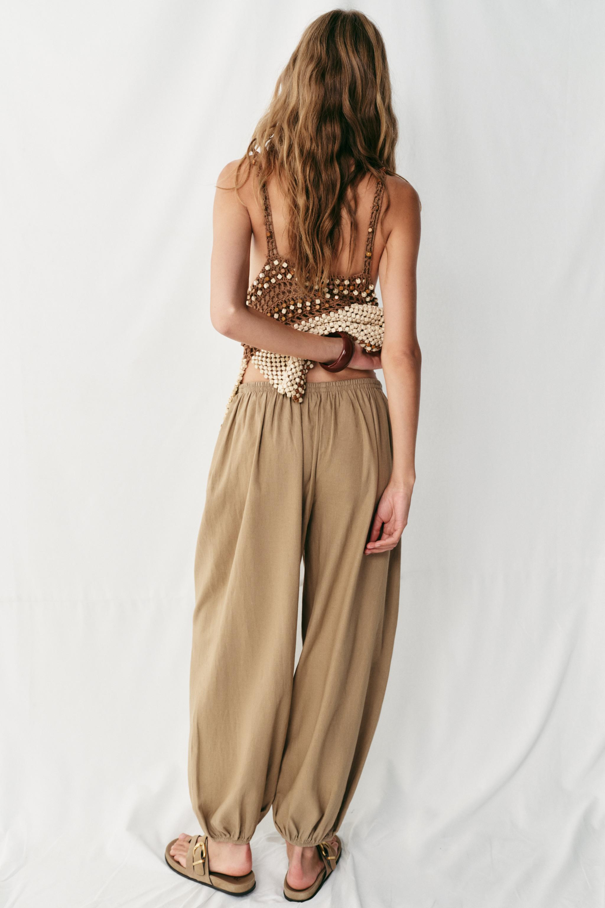 LINEN BLEND SAROUEL TROUSERS | Zara UK
