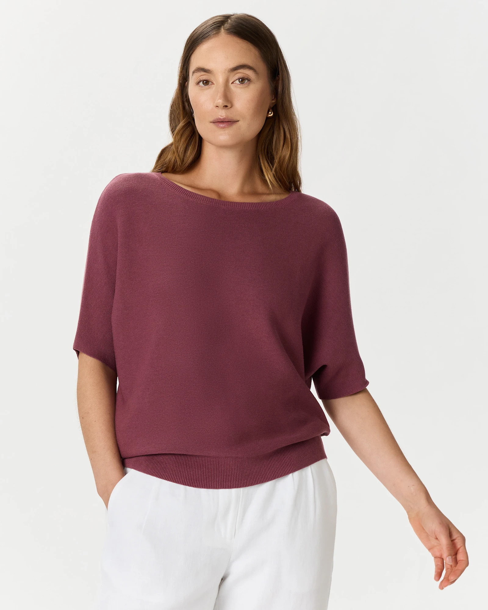 Quince | Women's Lightweight Cotton Cashmere Link-Stitch Dolman Sweater in Black, Size XL | Quince