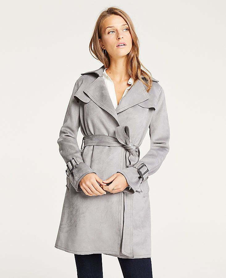 Faux Suede Trench Coat | Ann Taylor (US)